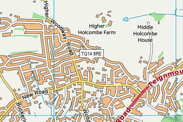 TQ14 8RE map - OS VectorMap District (Ordnance Survey)