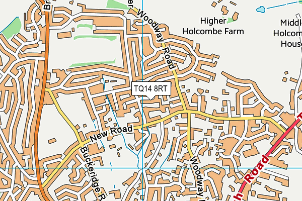 TQ14 8RT map - OS VectorMap District (Ordnance Survey)