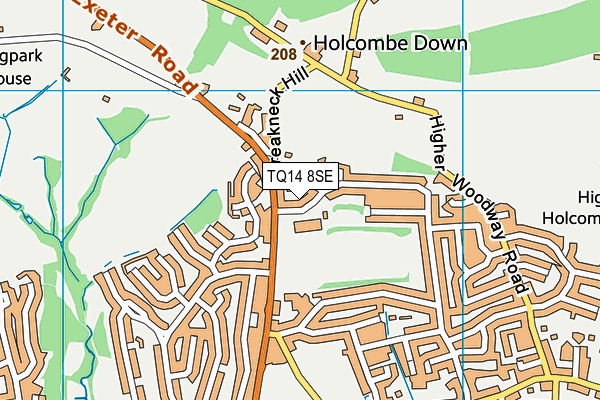 Hazeldown School map (TQ14 8SE) - OS VectorMap District (Ordnance Survey)