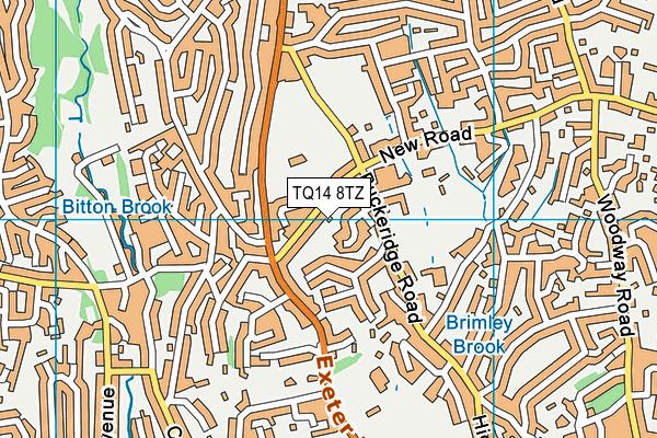 TQ14 8TZ map - OS VectorMap District (Ordnance Survey)