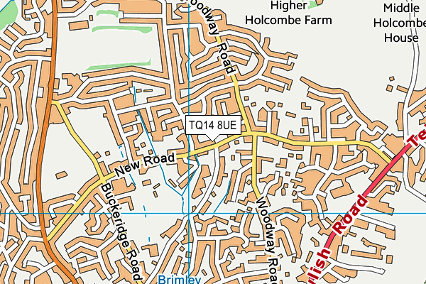 TQ14 8UE map - OS VectorMap District (Ordnance Survey)