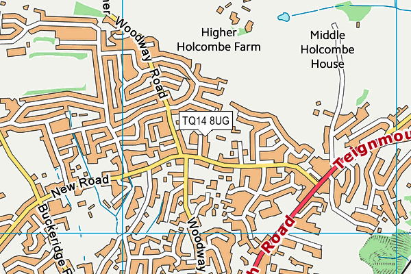 TQ14 8UG map - OS VectorMap District (Ordnance Survey)