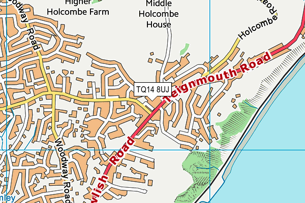 TQ14 8UJ map - OS VectorMap District (Ordnance Survey)