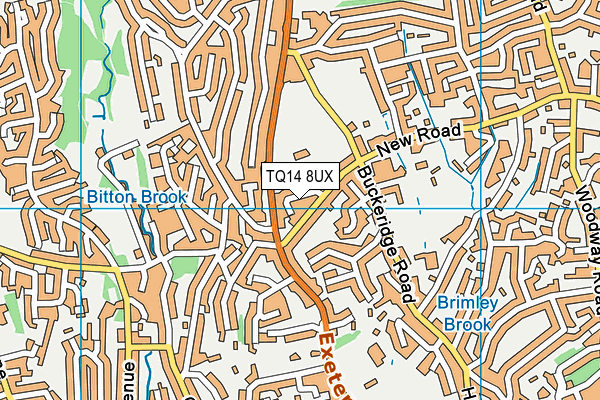 TQ14 8UX map - OS VectorMap District (Ordnance Survey)