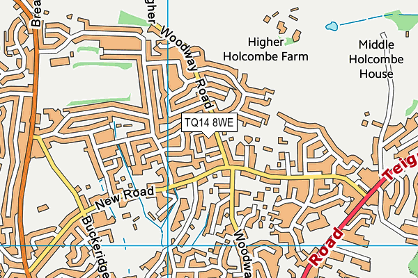 TQ14 8WE map - OS VectorMap District (Ordnance Survey)