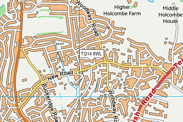 TQ14 8WL map - OS VectorMap District (Ordnance Survey)