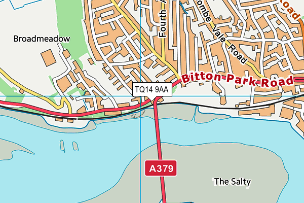 TQ14 9AA map - OS VectorMap District (Ordnance Survey)