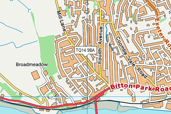 TQ14 9BA map - OS VectorMap District (Ordnance Survey)