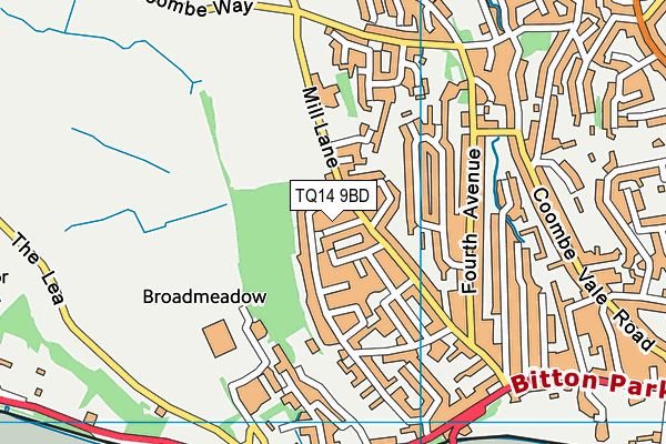 TQ14 9BD map - OS VectorMap District (Ordnance Survey)