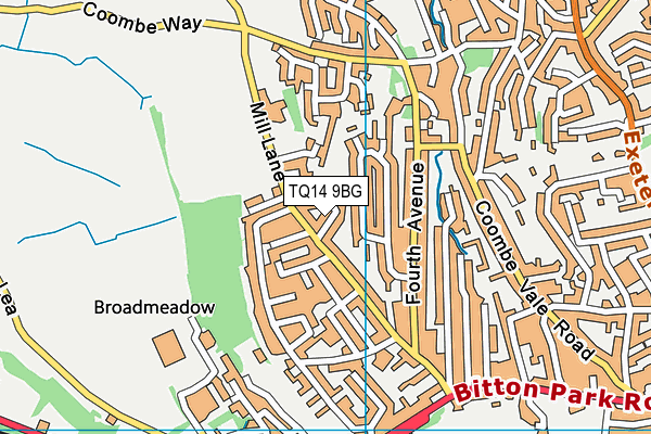 TQ14 9BG map - OS VectorMap District (Ordnance Survey)