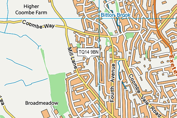 TQ14 9BN map - OS VectorMap District (Ordnance Survey)