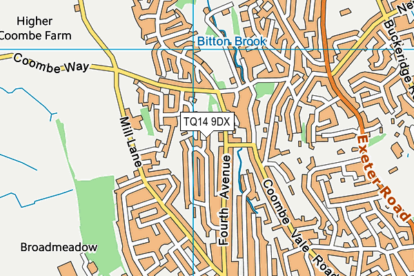 TQ14 9DX map - OS VectorMap District (Ordnance Survey)
