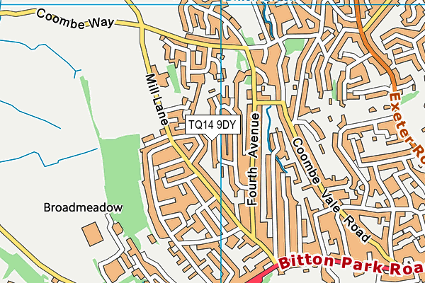 TQ14 9DY map - OS VectorMap District (Ordnance Survey)