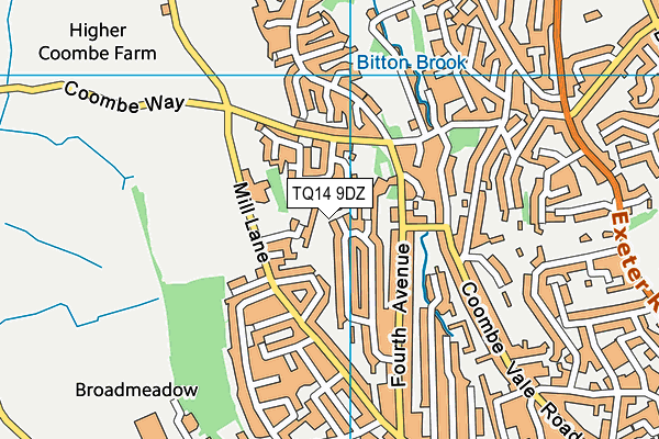 TQ14 9DZ map - OS VectorMap District (Ordnance Survey)