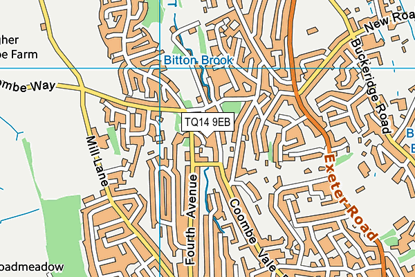 TQ14 9EB map - OS VectorMap District (Ordnance Survey)