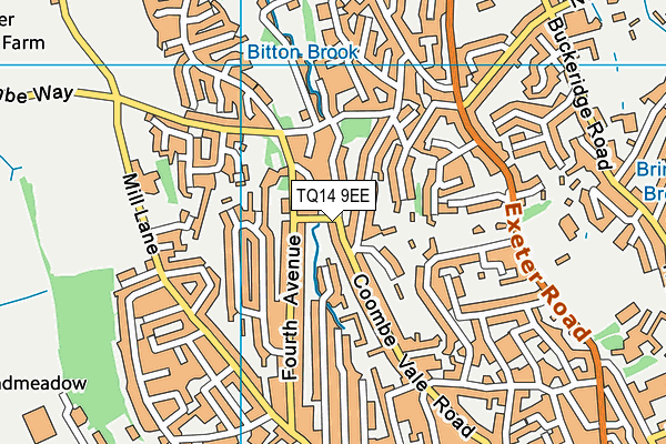 TQ14 9EE map - OS VectorMap District (Ordnance Survey)