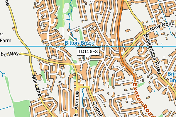 TQ14 9ES map - OS VectorMap District (Ordnance Survey)
