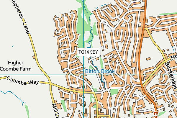 TQ14 9EY map - OS VectorMap District (Ordnance Survey)