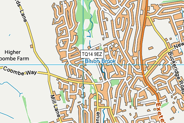 TQ14 9EZ map - OS VectorMap District (Ordnance Survey)
