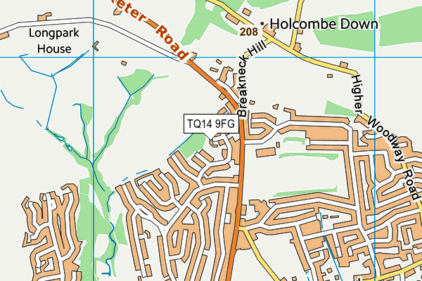 TQ14 9FG map - OS VectorMap District (Ordnance Survey)