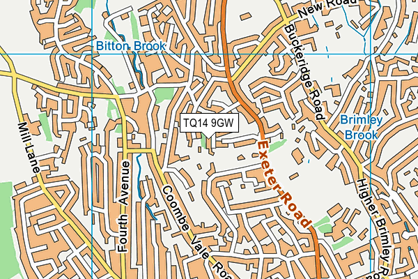 TQ14 9GW map - OS VectorMap District (Ordnance Survey)