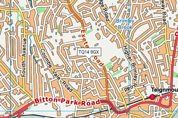 TQ14 9GX map - OS VectorMap District (Ordnance Survey)