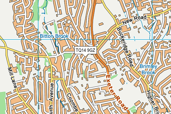 TQ14 9GZ map - OS VectorMap District (Ordnance Survey)