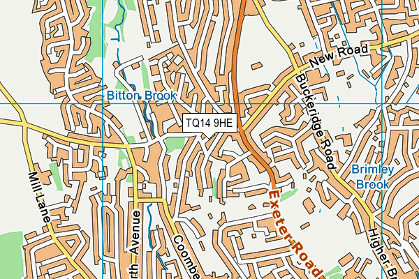 TQ14 9HE map - OS VectorMap District (Ordnance Survey)