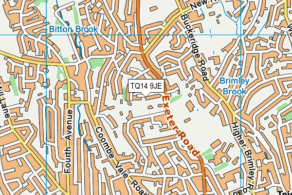 TQ14 9JE map - OS VectorMap District (Ordnance Survey)