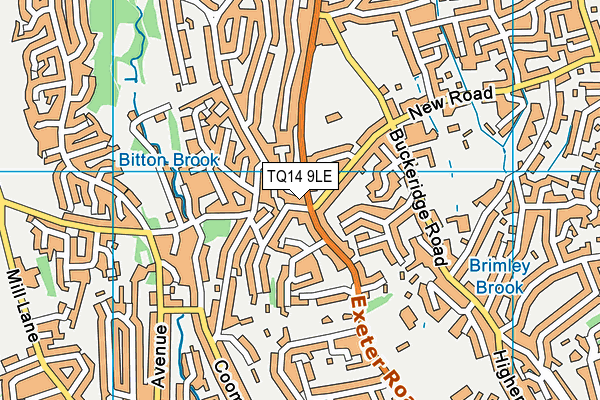 TQ14 9LE map - OS VectorMap District (Ordnance Survey)