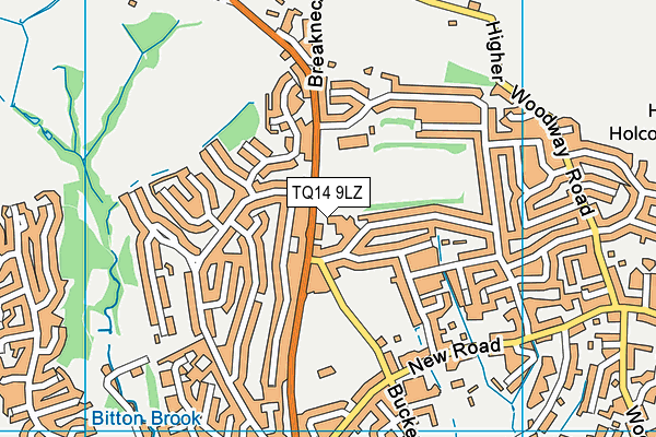 Hazeldown Oval map (TQ14 9LZ) - OS VectorMap District (Ordnance Survey)