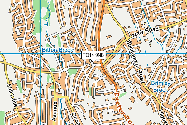TQ14 9NB map - OS VectorMap District (Ordnance Survey)