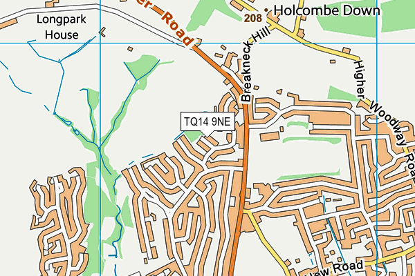 TQ14 9NE map - OS VectorMap District (Ordnance Survey)