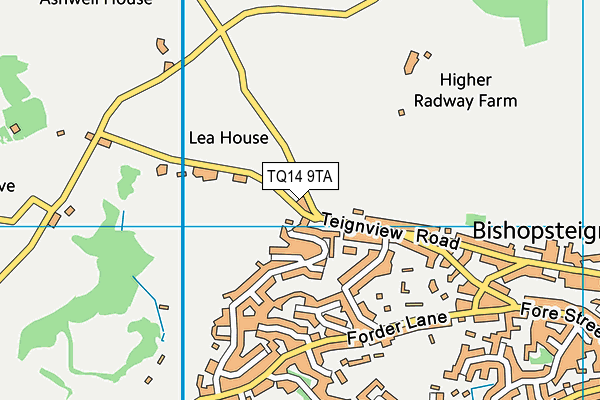 TQ14 9TA map - OS VectorMap District (Ordnance Survey)