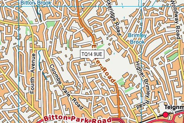 TQ14 9UE map - OS VectorMap District (Ordnance Survey)