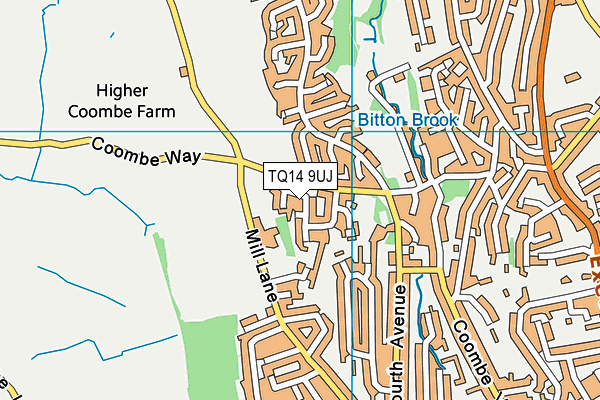 TQ14 9UJ map - OS VectorMap District (Ordnance Survey)