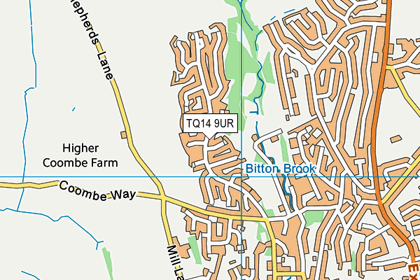 TQ14 9UR map - OS VectorMap District (Ordnance Survey)