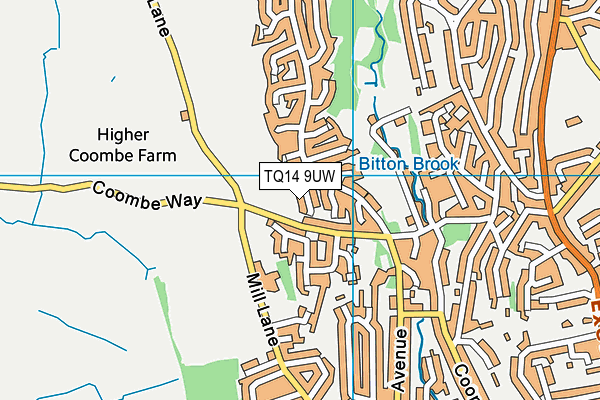 TQ14 9UW map - OS VectorMap District (Ordnance Survey)
