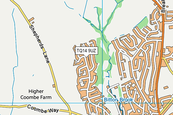 TQ14 9UZ map - OS VectorMap District (Ordnance Survey)