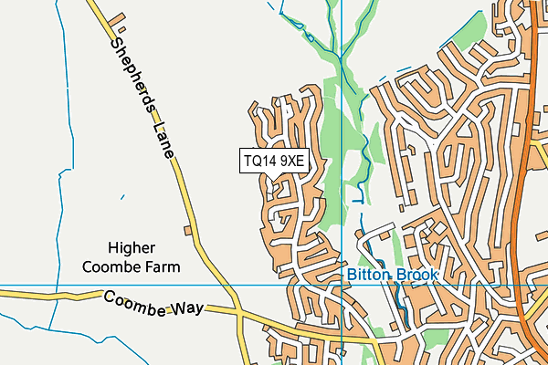TQ14 9XE map - OS VectorMap District (Ordnance Survey)