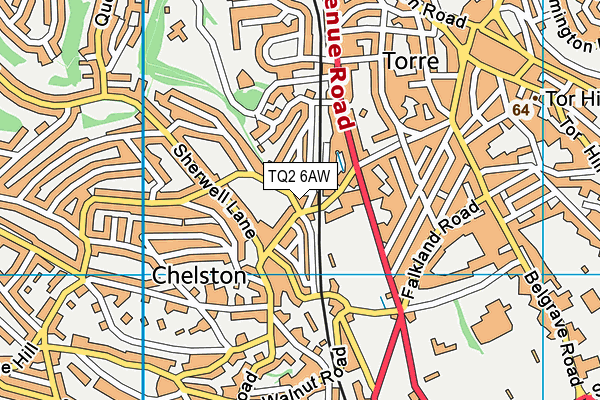 TQ2 6AW map - OS VectorMap District (Ordnance Survey)