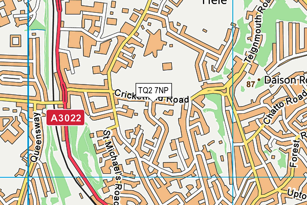 Cricketfield Road Recreation Ground map (TQ2 7NP) - OS VectorMap District (Ordnance Survey)