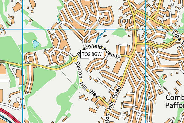 TQ2 8GW map - OS VectorMap District (Ordnance Survey)