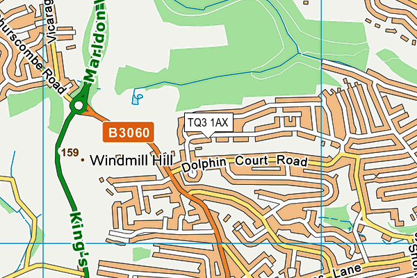 TQ3 1AX map - OS VectorMap District (Ordnance Survey)