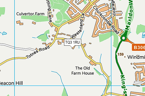 TQ3 1RU map - OS VectorMap District (Ordnance Survey)