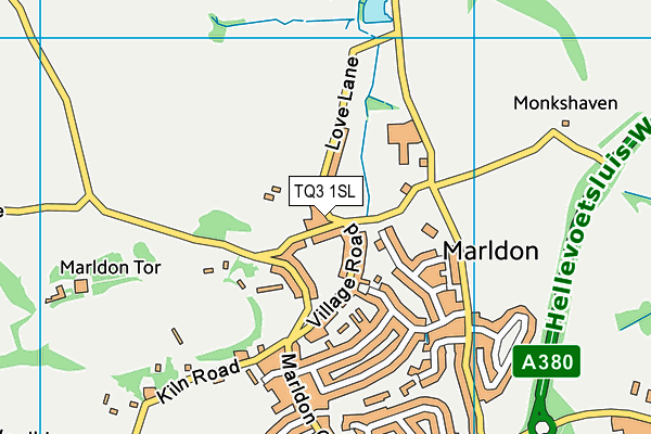 Marldon Village Hall map (TQ3 1SL) - OS VectorMap District (Ordnance Survey)