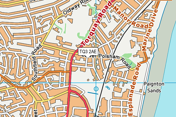 TQ3 2AE map - OS VectorMap District (Ordnance Survey)