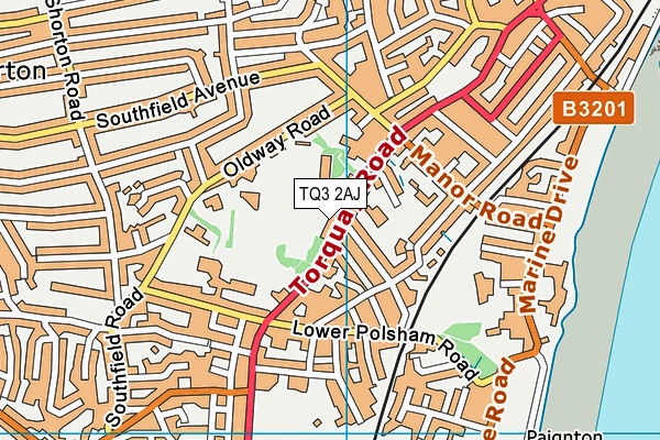 Oldway Public Park (Closed) map (TQ3 2AJ) - OS VectorMap District (Ordnance Survey)