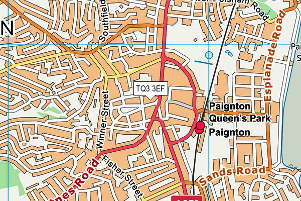 TQ3 3EF map - OS VectorMap District (Ordnance Survey)