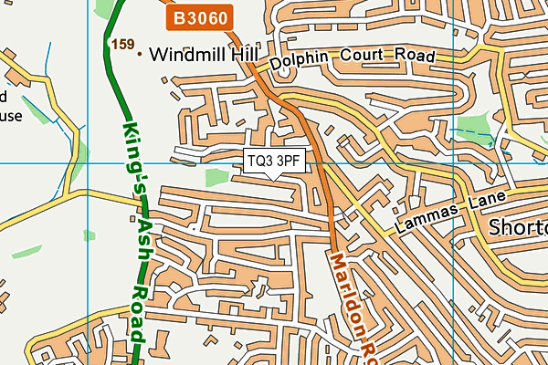 TQ3 3PF map - OS VectorMap District (Ordnance Survey)